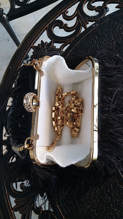 Fashionable plush evening dress chain bag