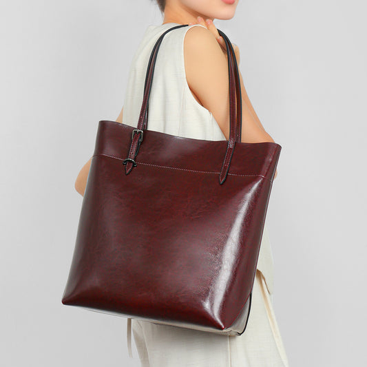 Large capacity genuine leather women's underarm bag