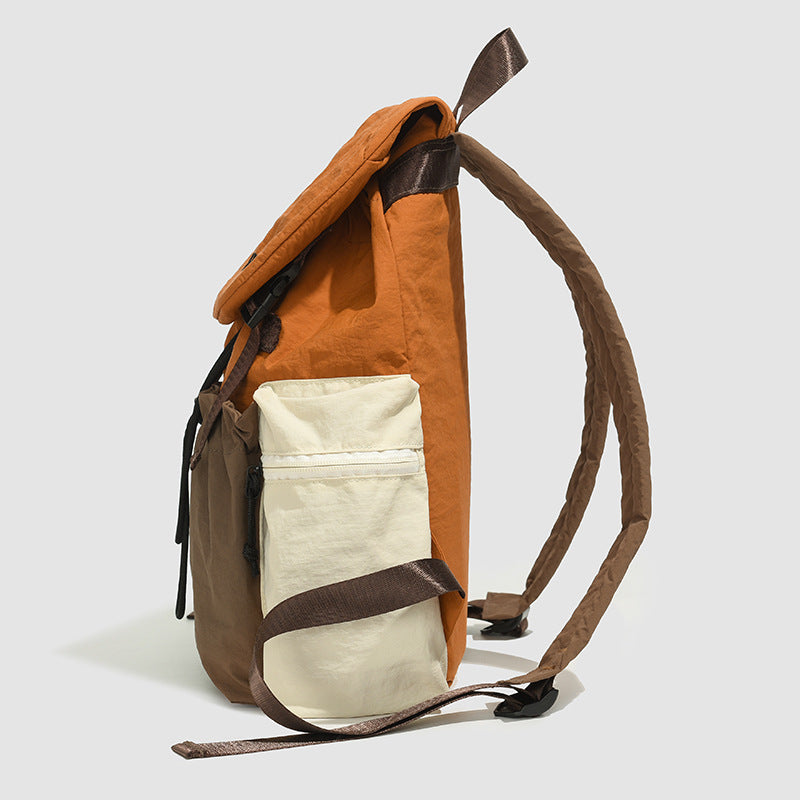 Nylon flip-top drawstring travel backpack