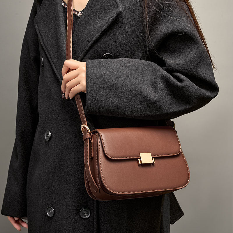 Niche design genuine leather shoulder crossbody women's bag
