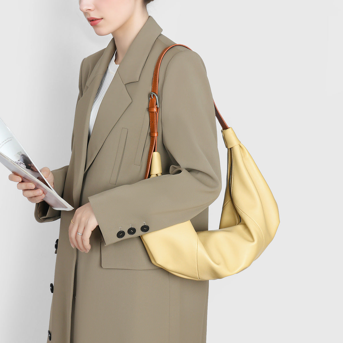 Genuine leather commuter lazy style niche women's bag
