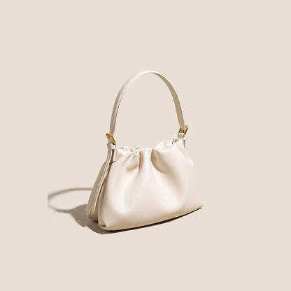 Pleated soft cowhide cloud-shaped crossbody bag