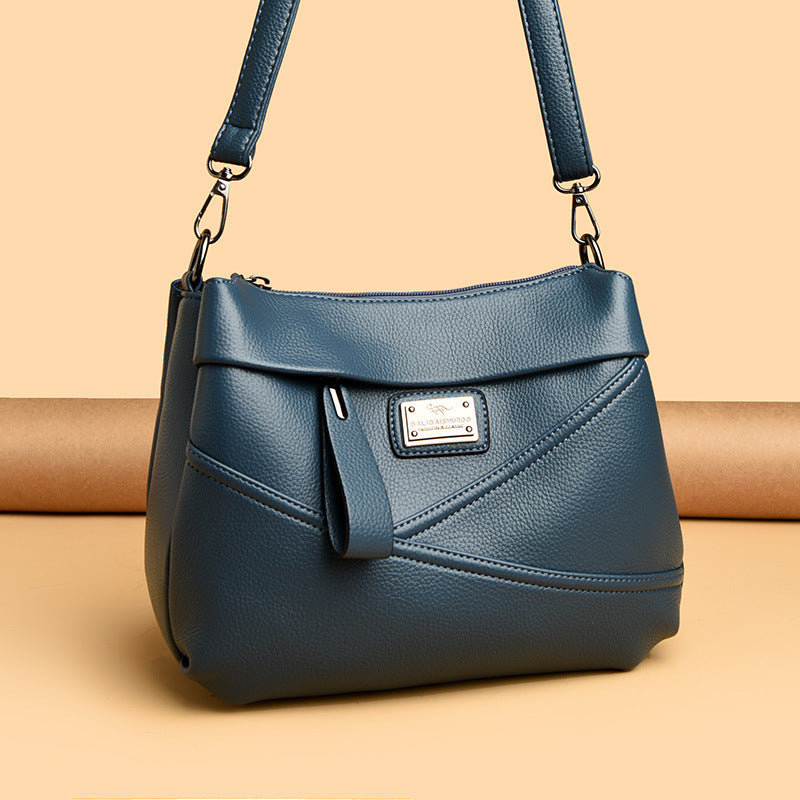 Fashionable soft leather large-capacity shoulder bag