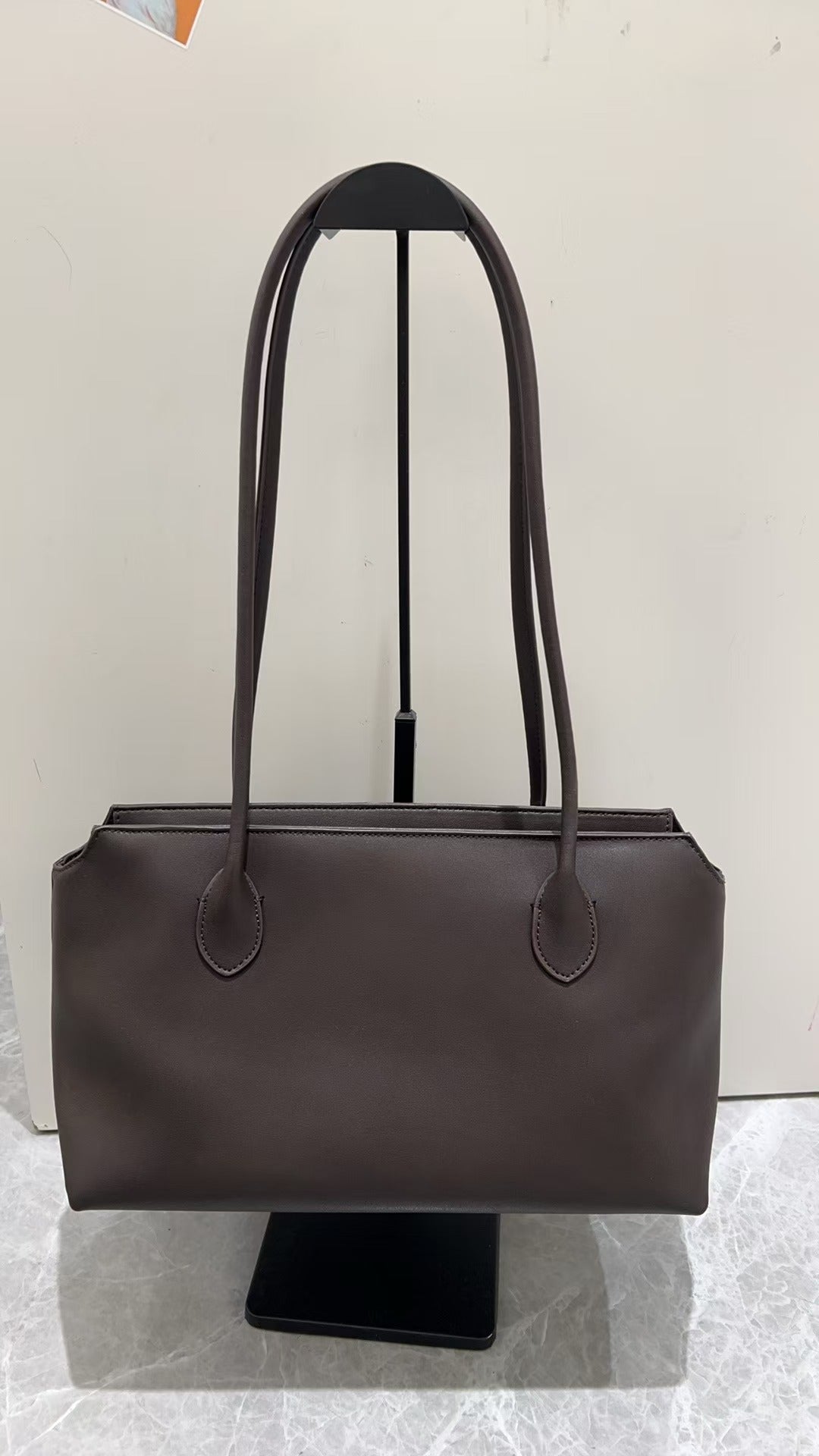 Genuine leather minimalist style tote bag