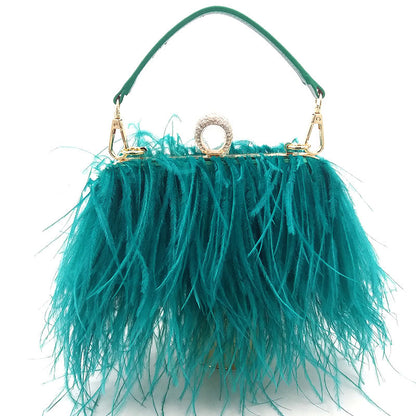 Fashionable plush evening dress chain bag