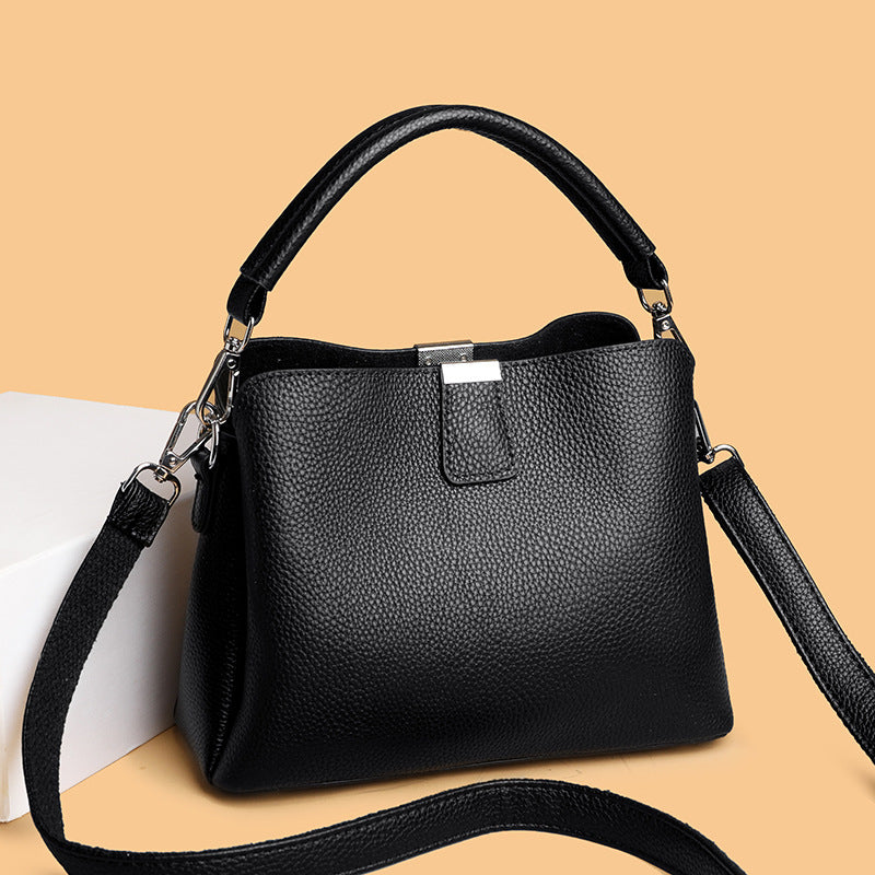 Classic genuine leather crossbody handbag