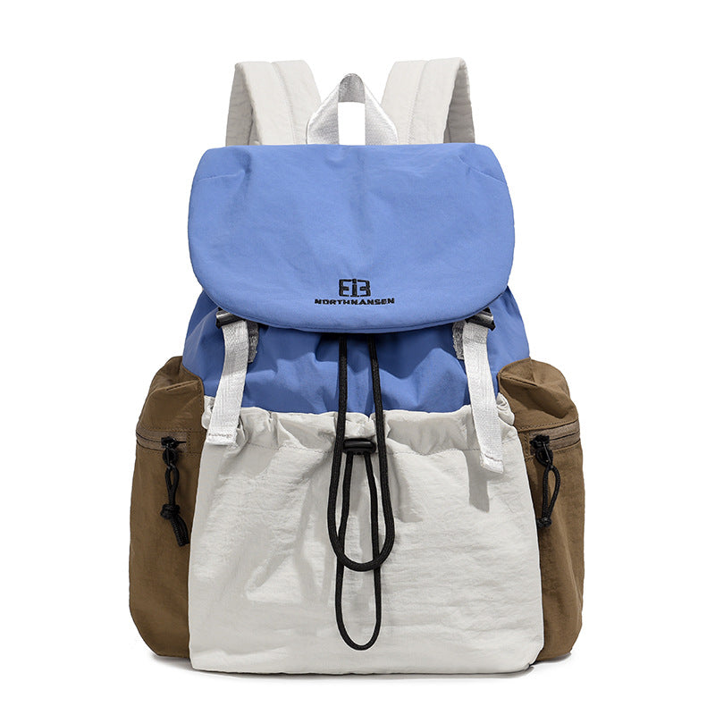 Nylon flip-top drawstring travel backpack
