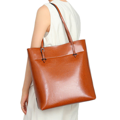 Large capacity genuine leather women's underarm bag