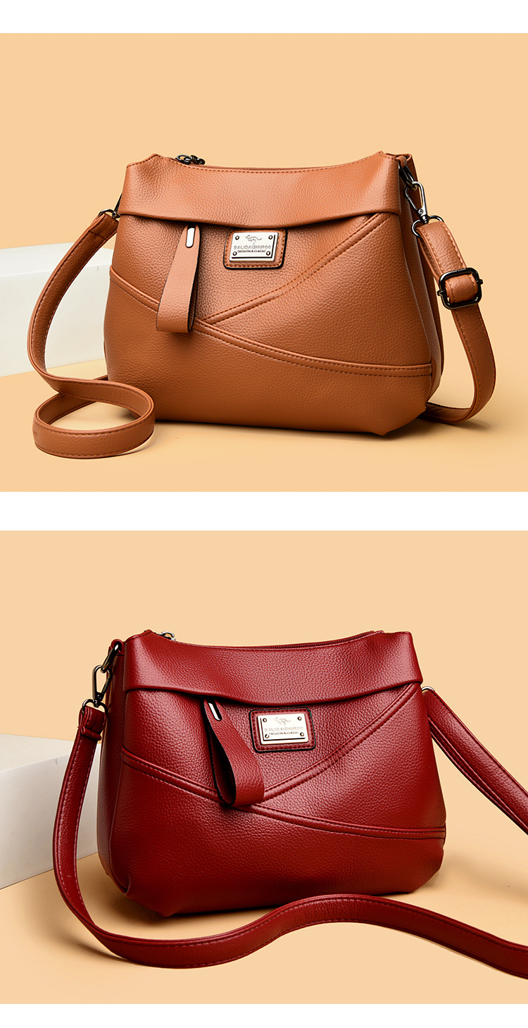 Fashionable soft leather large-capacity shoulder bag