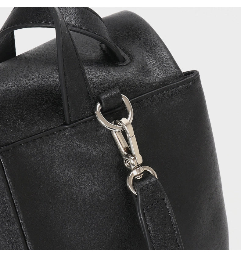 Genuine leather school-style backpack