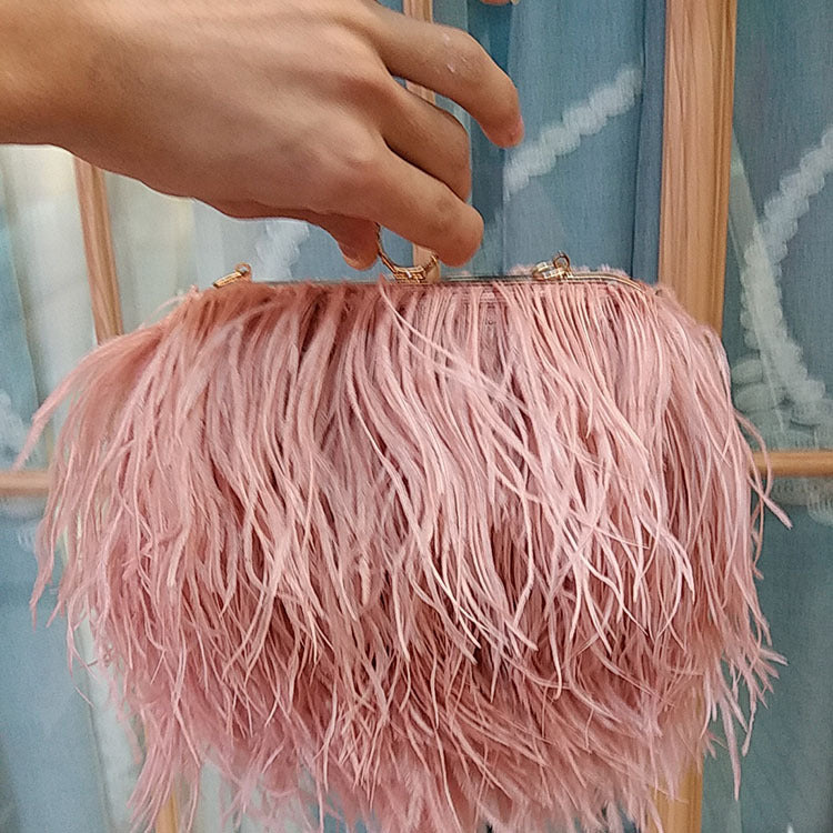 Fashionable plush evening dress chain bag