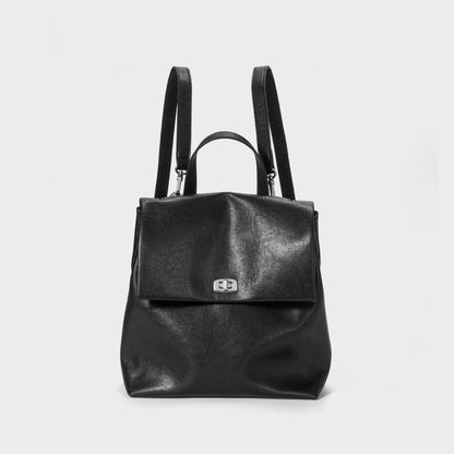 Genuine leather school-style backpack