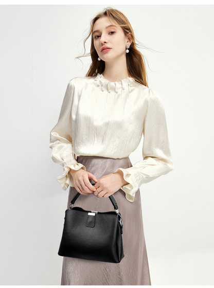 Classic genuine leather crossbody handbag