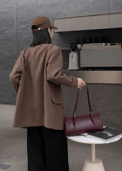 Simple French leather women's shoulder bag