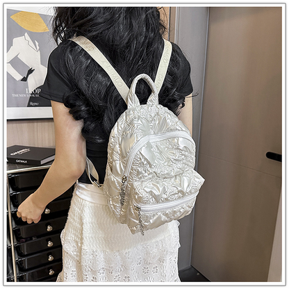 Casual pleated cloud-shaped backpack