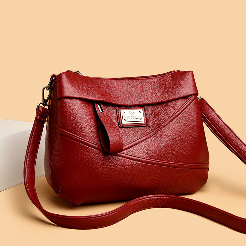 Fashionable soft leather large-capacity shoulder bag
