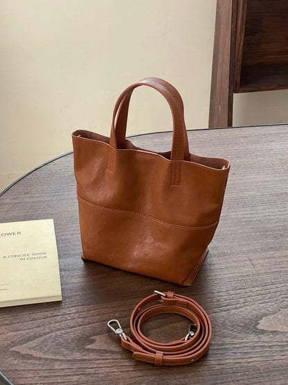 Soft leather crossbody bucket bag