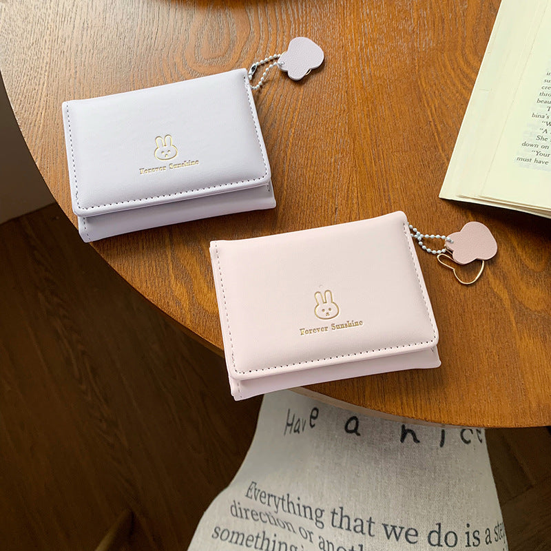 Short and cute rabbit student wallet