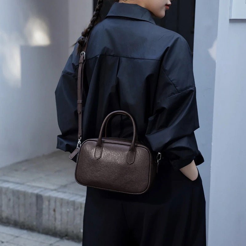 Advanced vegetable-tanned leather ball bag for women - zoraflux