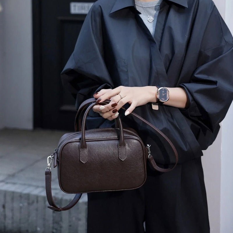 Advanced vegetable-tanned leather ball bag for women - zoraflux