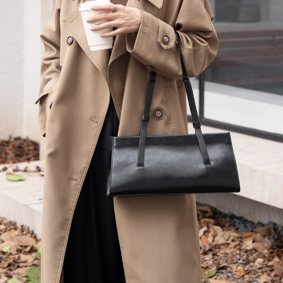 Simple French leather women's shoulder bag