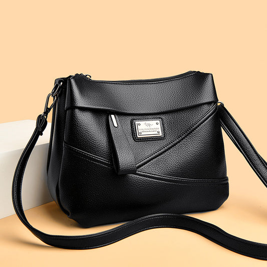 Fashionable soft leather large-capacity shoulder bag
