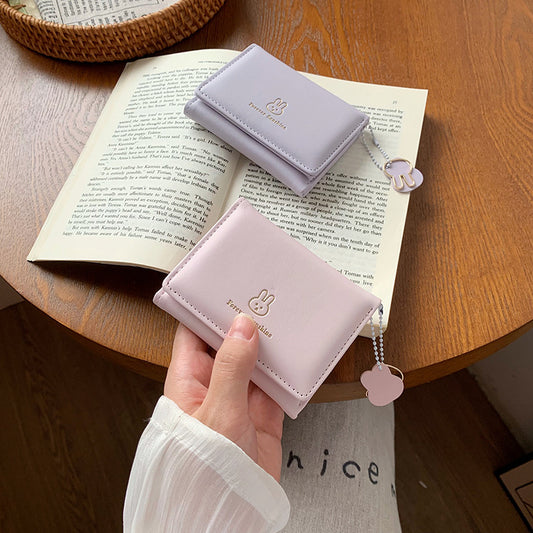 Short and cute rabbit student wallet