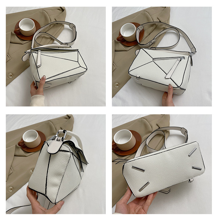 Comic geometric style patchwork diamond-shaped bag