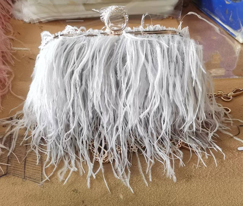 Fashionable plush evening dress chain bag