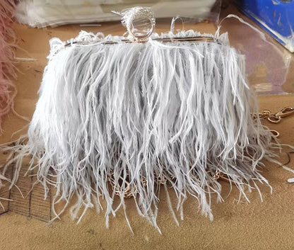 Fashionable plush evening dress chain bag