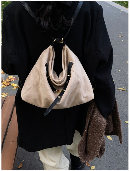 Casual tote bag made of abrasive leather
