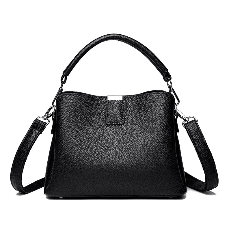 Classic genuine leather crossbody handbag