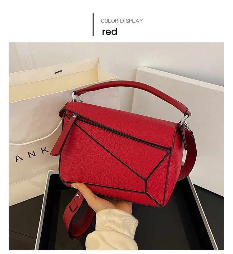 Comic geometric style patchwork diamond-shaped bag