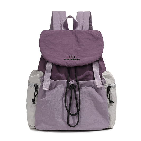 Nylon flip-top drawstring travel backpack