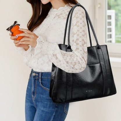 Bovine wax leather minimalist commuting handbag gift - zoraflux