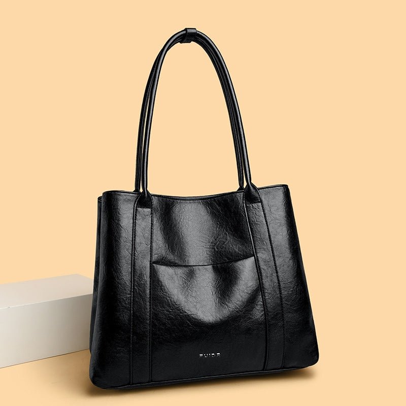 Bovine wax leather minimalist commuting handbag gift - zoraflux