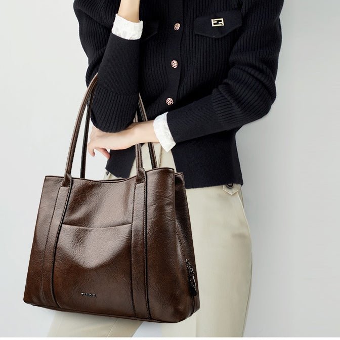 Bovine wax leather minimalist commuting handbag gift - zoraflux