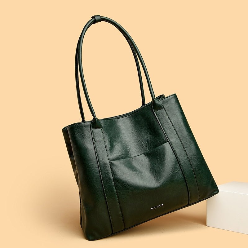 Bovine wax leather minimalist commuting handbag gift - zoraflux