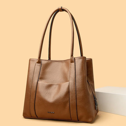 Bovine wax leather minimalist commuting handbag gift - zoraflux