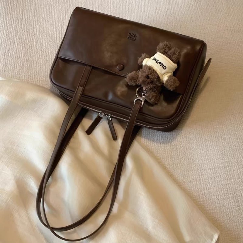 Brown gift cute puppy pendant shoulder bag - zoraflux