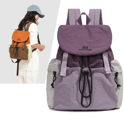 Nylon flip-top drawstring travel backpack