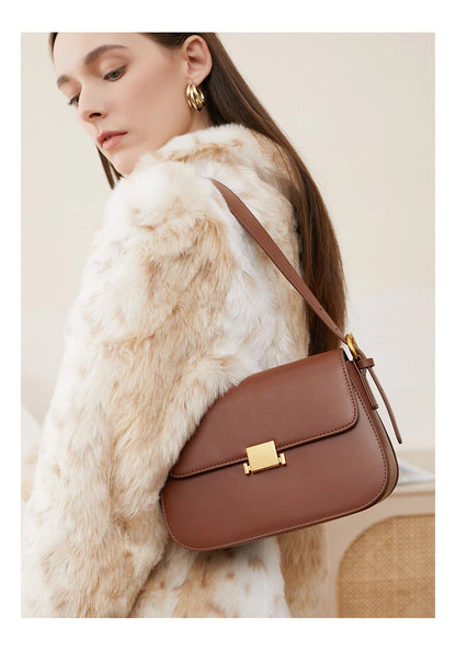 Niche design genuine leather shoulder crossbody women's bag