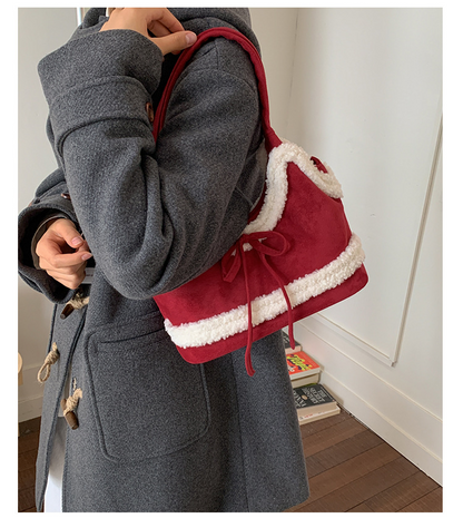 Simple and large-capacity suede single-shoulder bag