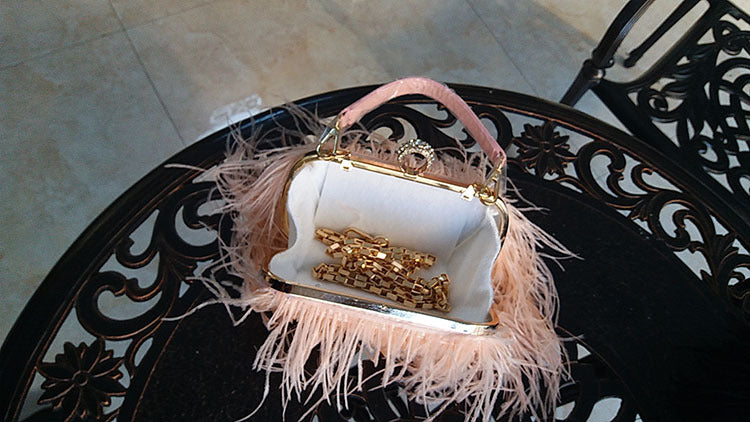 Fashionable plush evening dress chain bag