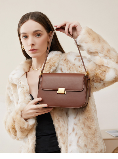 Niche design genuine leather shoulder crossbody women's bag