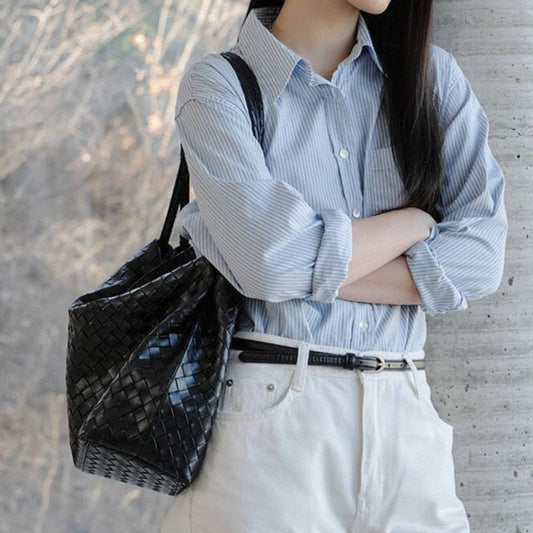 Chic Intrecciato Woven Hobo Bag Soft Faux Leather Large Shoulder Tote - zoraflux