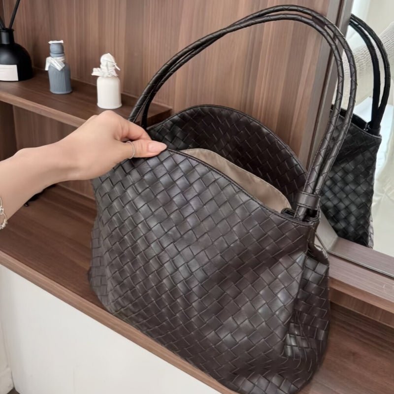 Chic Intrecciato Woven Hobo Bag Soft Faux Leather Large Shoulder Tote - zoraflux