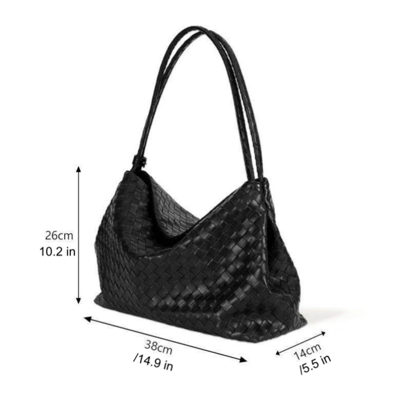 Chic Intrecciato Woven Hobo Bag Soft Faux Leather Large Shoulder Tote - zoraflux