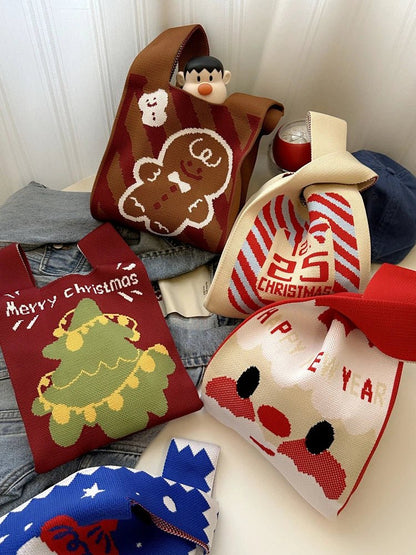 Christmas limited edition knitted hand-held gift bag - zoraflux