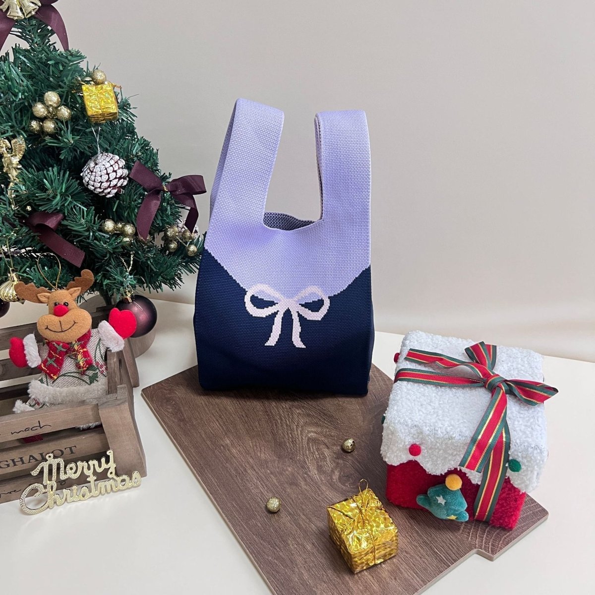 Christmas limited edition knitted hand-held gift bag - zoraflux
